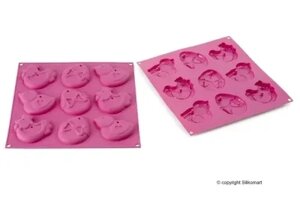 Форма для выпечки, розовая, силиконовая, Silikomart Италия HSH03/A MY EASTER COOKIES, 22.605.19.0068
