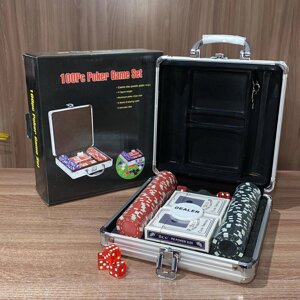Шикарный набор для игры в ПОКЕР в алюминиевом чемодане