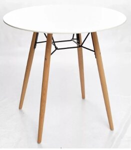 Стол 518-XWD-Y80 стол White/ ноги Natural (Clide D80, цвет белый)