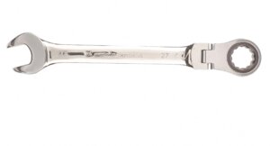 Ключ комбинированный трещоточный, 27 мм, CrV, шарнирный, зеркальный хром Matrix