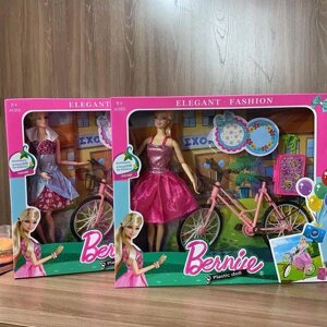 Кукла Барби с шарнирными руками и ногами, в наборе с велосипедом.