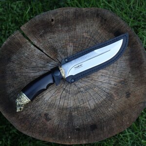 Кизлярский нож с головой (латунь) "ТАЙГА-МЕДВЕДЬ"