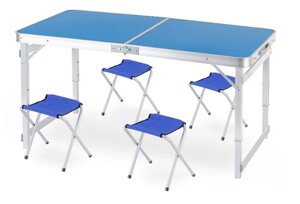 Стол с 4 стульями для пикника FG-120-blue