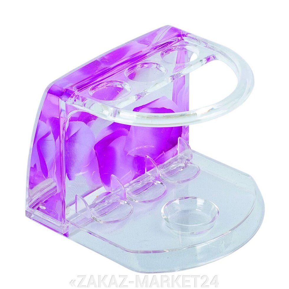 Подставка для зубных щеток малая Аквалиния фиолетовые лепестки от компании «ZAKAZ-MARKET24 - фото 1