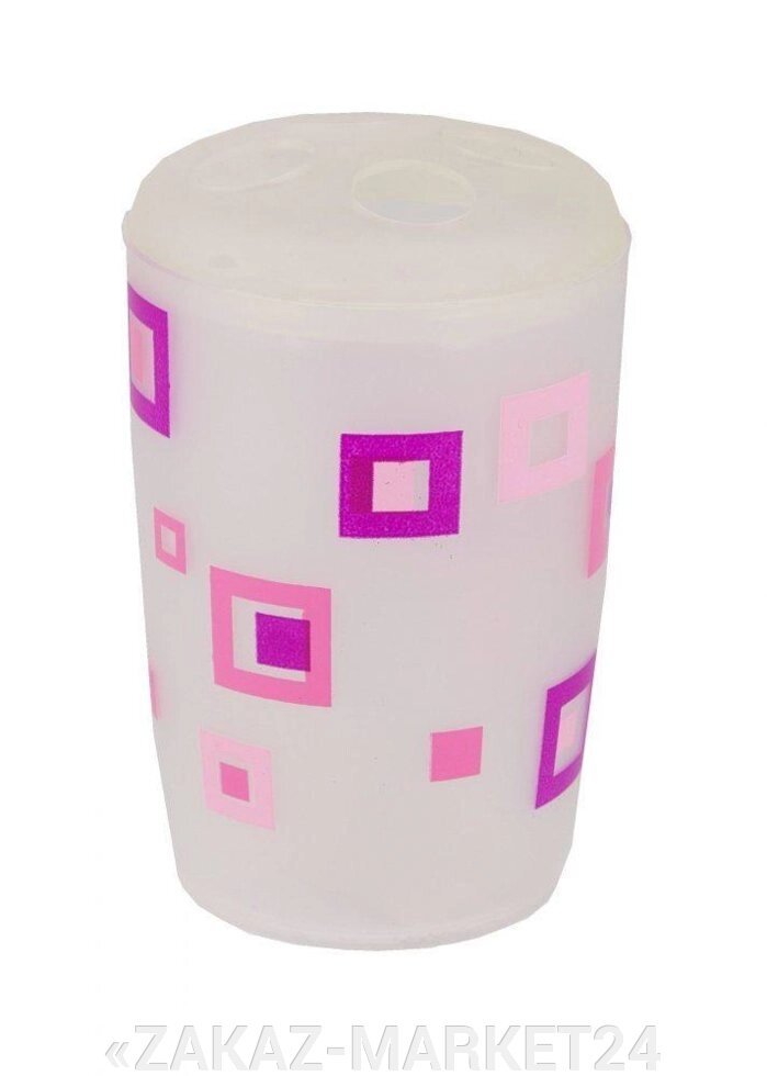 Подставка пластик для зубных щеток  розовые квадраты Аквалиния (8521П) от компании «ZAKAZ-MARKET24 - фото 1
