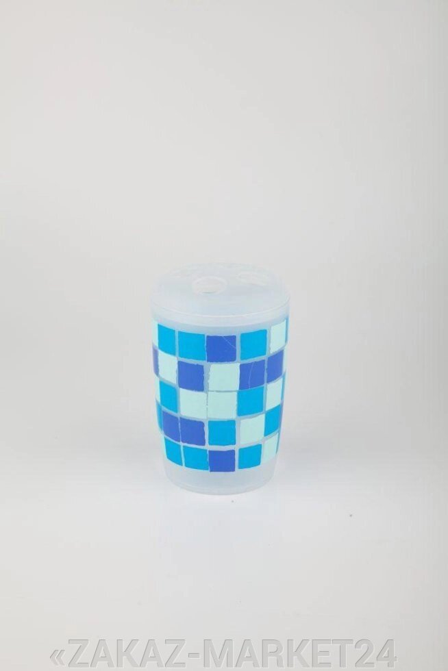 Подставка пластик для зубных щеток синии квадраты Аквалиния (8517П) от компании «ZAKAZ-MARKET24 - фото 1