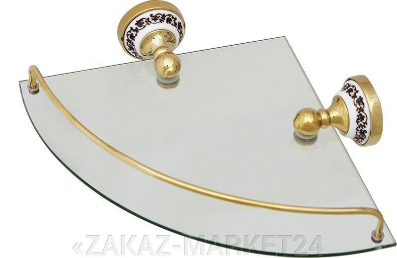 Полка Fixsen Bogema Gold FX-78503AG стеклянная угловая от компании «ZAKAZ-MARKET24 - фото 1