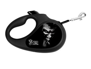 Поводок-рулетка WAUDOG с рисунком "Джокер Черный", размер L, до 50 кг, 5 м, черный