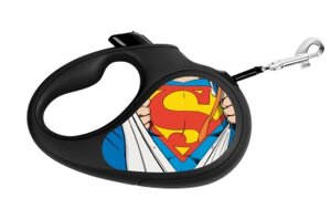 Поводок-рулетка WAUDOG с рисунком Супермен Герой, размер XS, до 12 кг, 3 м черная