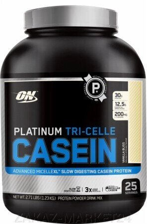 Протеин / казеин / ночной 100% Platinum Tri-Celle Casein, 2,3 lbs. от компании «ZAKAZ-MARKET24 - фото 1