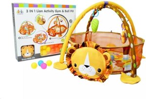 Развивающая игрушка Joker Коврик-манеж Activity Gym and Ball Pit Lion с шариками