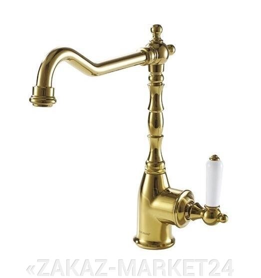 Смеситель Bravat Art F775109G-1  для кухни с высоким поворотным изливом Золото от компании «ZAKAZ-MARKET24 - фото 1
