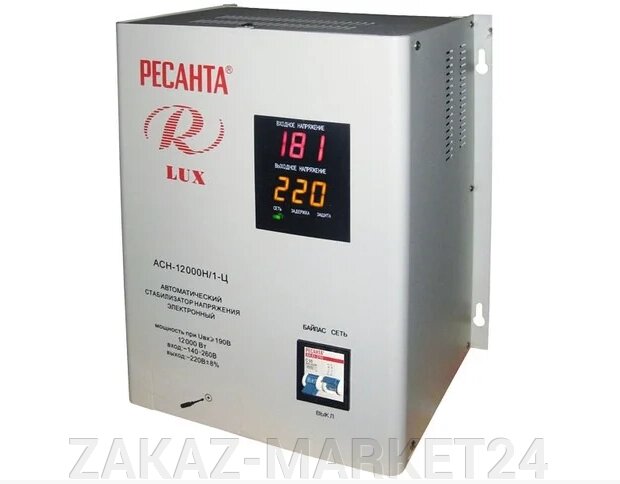 Стабилизатор напряжения электронный (релейный) 12 кВт - Ресанта ACH-12000Н/1-Ц - настенный от компании «ZAKAZ-MARKET24 - фото 1