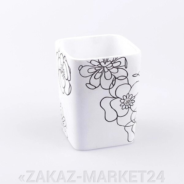 Стакан Аквалиния белый цветок BPO-0307C от компании «ZAKAZ-MARKET24 - фото 1