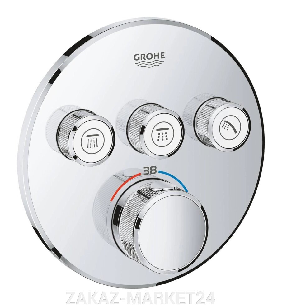 Внешняя часть термостатического смесителя на 3 выхода GROHE Grohtherm SmartControl, хром (29121000) от компании ZAKAZ-MARKET24 - фото 1