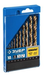ЗУБР КОБАЛЬТ 10шт (1-10мм), Набор сверл по металлу