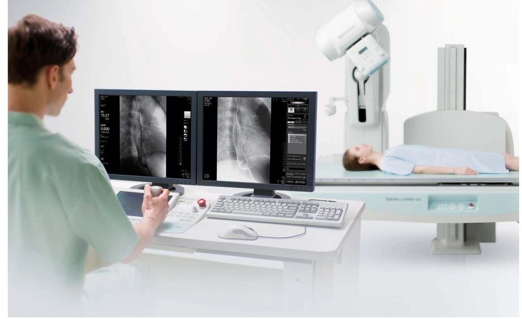 Многофункциональный цифровой рентгеновский аппарат Sonialvision G4 с поворотным столом-штативом, "Shimadzu" (Япония) от компании ТОО Искра Трэйдинг - фото 1