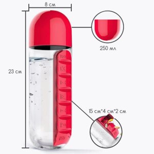 Бутылка для воды со встроенной таблетницей (Красная)