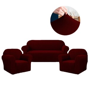 Чехлы набор для дивана, для кресла WL-02 бордовый