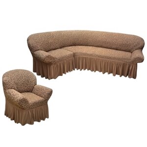 Чехол для мебели угловой диван + кресло «Новая жизнь» жаккард beige