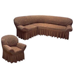 Чехол для мебели угловой диван + кресло «Новая жизнь» жаккард brown