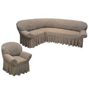 Чехол для мебели угловой диван + кресло «Новая жизнь» жаккард gray