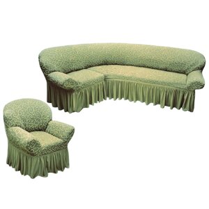 Чехол для мебели угловой диван + кресло «Новая жизнь» жаккард pistachion