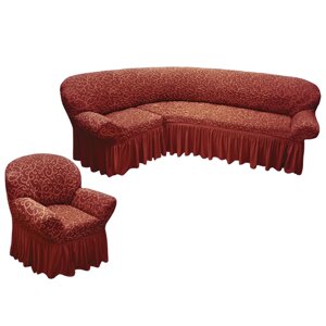 Чехол для мебели угловой диван + кресло «Новая жизнь» жаккард red