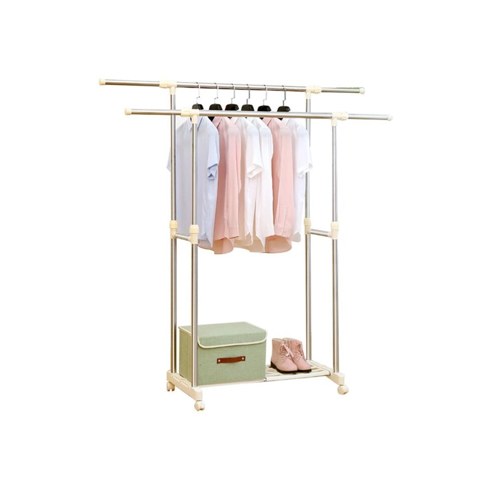 Double-pole Telescopic clothes hanger. Вешалка для вещей (белый) сетка от компании Интернет магазин тв-азия - фото 1