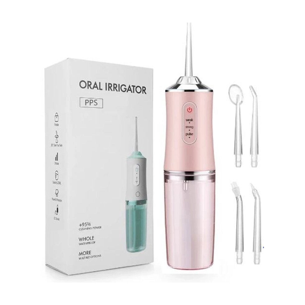 Ирригатор для полости рта портативный Oral Irrigator O-234 pink от компании Интернет магазин тв-азия - фото 1