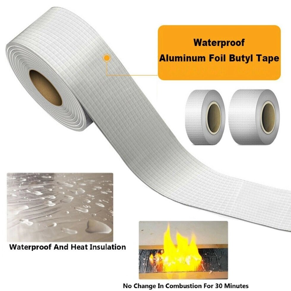 Лента скотч, водонепроницаемая клейкая лента скотч, Buryl Waterproof tape x, Аллюминий 5*500 от компании Интернет магазин тв-азия - фото 1