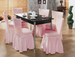 Набор чехлов для стульев с юбкой (6 шт) pink