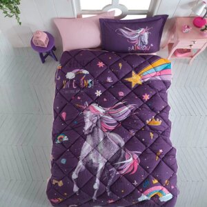 Набор детского постельного белья с одеялом Ранфорс Clasy GW RAINBOW 01 (1,5 спальное) Purple Турция