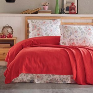 Набор летнего, постельного белья с покрывалом Clasy La Nature V1 (2-х спальное) Red Турция