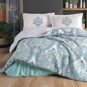 Набор постельного белья с одеялом Ранфорс 4 сезона Clasy Ruma (1.5 спальное) Blue Турция