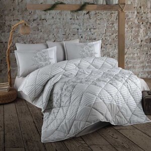 Набор постельного белья с одеялом Ранфорс Clasy GW LATINA 01 (2-х спальное) Gray Турция