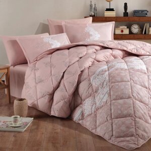 Набор постельного белья с одеялом Ранфорс Clasy GW LEVURE 01 (2-х спальное) Pink Турция