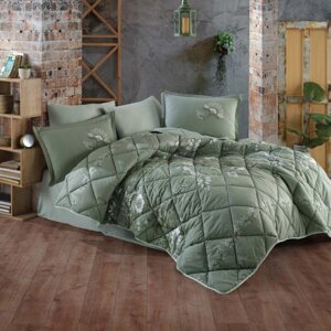 Набор постельного белья с одеялом Ранфорс Clasy GW MOHANA 01 (2-х спальное) Green Турция