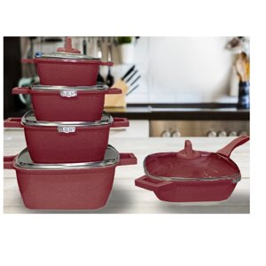 Набор посуды, 21 предмет HOME H-256, красный