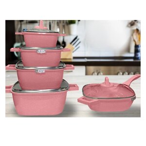 Набор посуды, 21 предмет HOME H-256, розовый