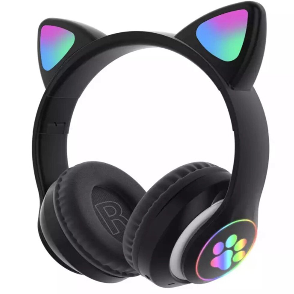 Наушники беспроводные со светящимися ушками Cat Ear P33M черный от компании Интернет магазин тв-азия - фото 1