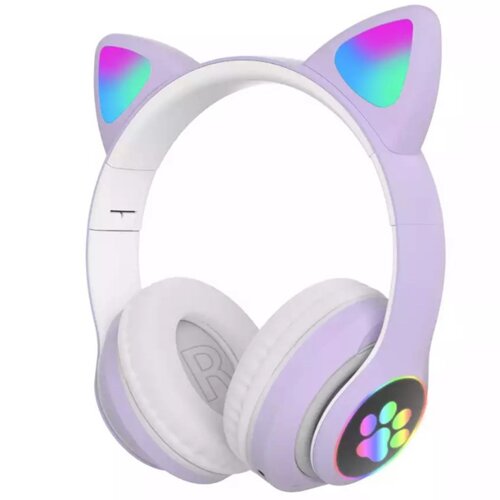 Наушники беспроводные со светящимися ушками Cat Ear P33M фиолетовый