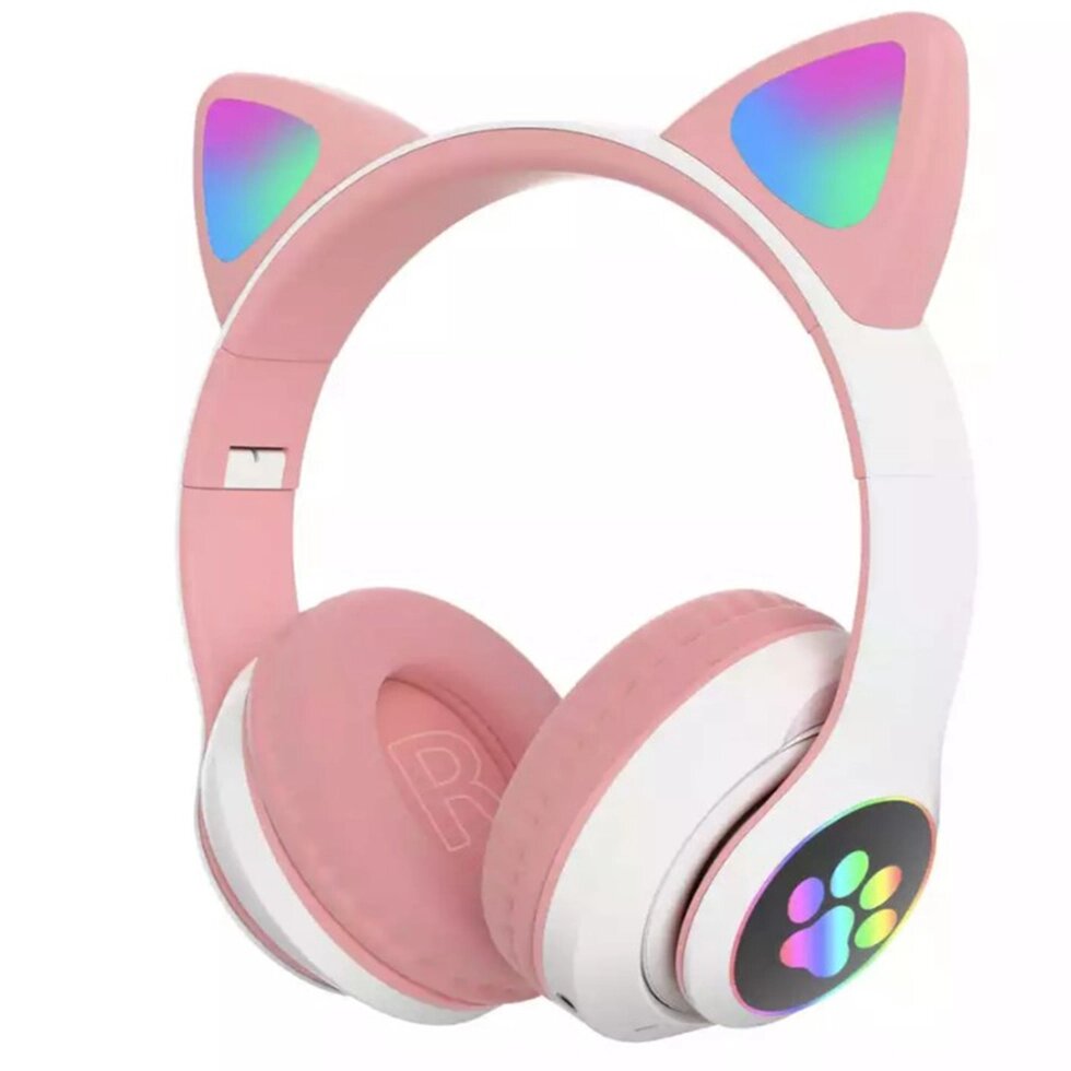 Наушники беспроводные со светящимися ушками Cat Ear P33M розовый от компании Интернет магазин тв-азия - фото 1