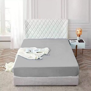 Простынь на резинке 100% хлопок 180х200 grey