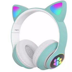 Наушники беспроводные со светящимися ушками Cat Ear P33M зеленый