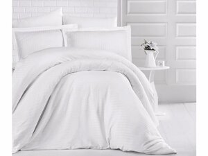 Постельное белье Premium-Stripe сатин евро (CLASY) white 2-х спальное