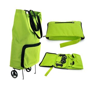 Складная сумка-тележка хозяйственная на колесах H-779 зеленый