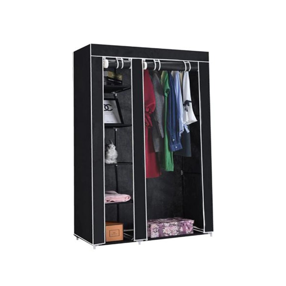 Складной шкаф тканевый Storage Wardrobe Sh-02 black от компании Интернет магазин тв-азия - фото 1