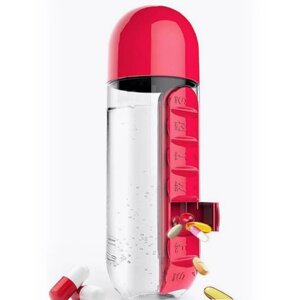 Таблетница с бутылкой для воды (красная) WL-401