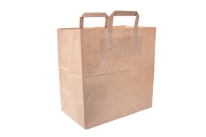 Бумажный пакет-сумка, крафт/24*28*14см/с плоскими ручками